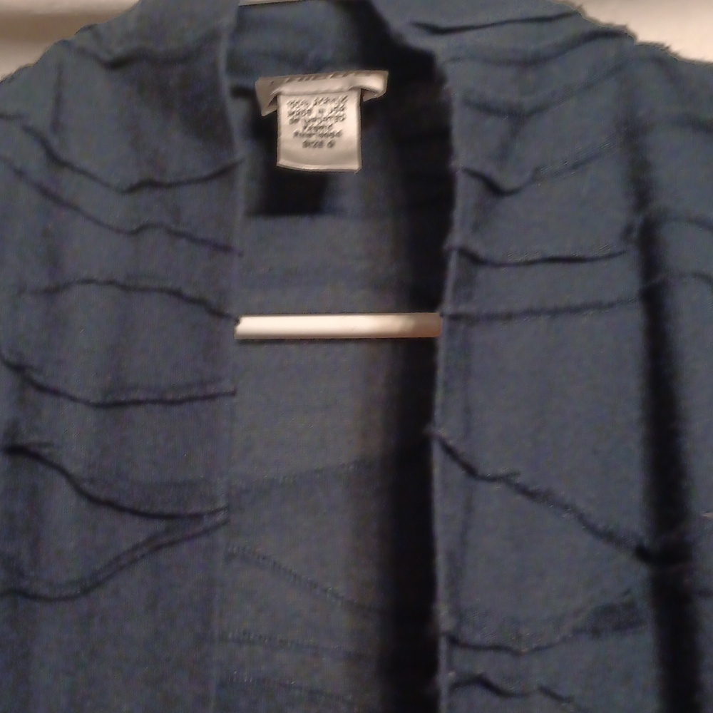 Chico's Deep Blue Knit Cardigan Size 0 - Picture 6 of 9